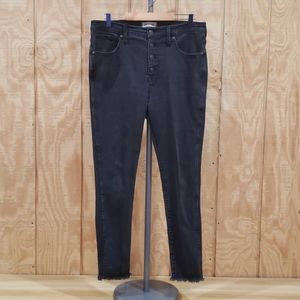 Madewell Black 10" High Rise Button Front Skinny Jeans Size 31